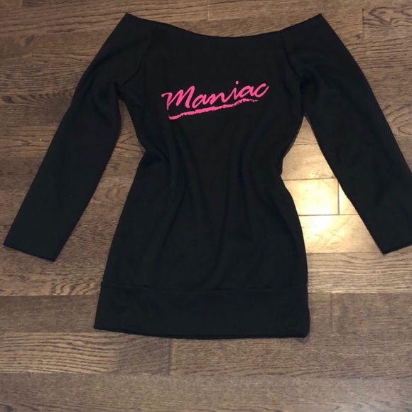 Maniac Dress Sweatshirt Off Shoulder Long Sleeve - Picture 1 of 4